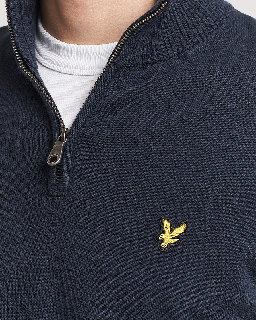 Heren | Truien | Lyle & Scott | Cotton Knitted Half Zip Dark Navy