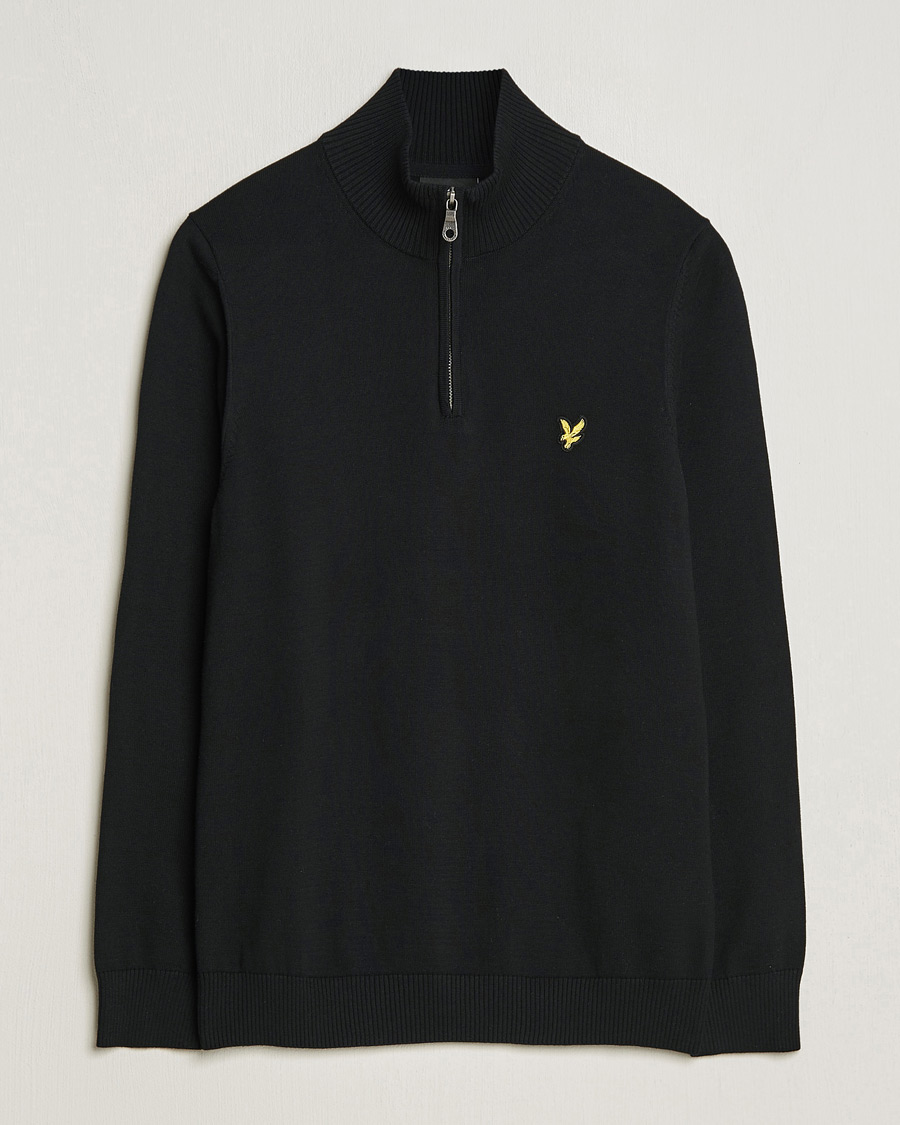 Heren | Truien | Lyle & Scott | Cotton Knitted Half Zip Jet Black
