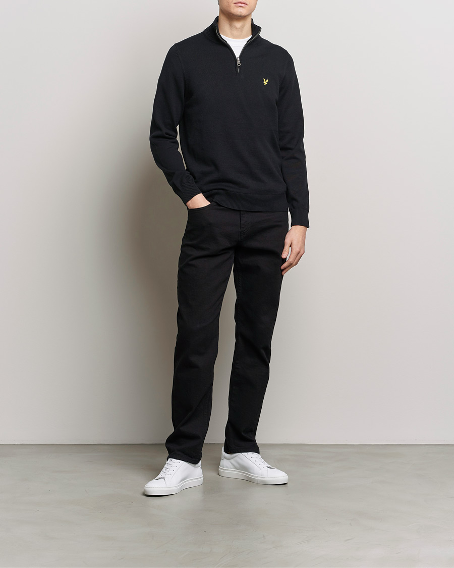 Heren | Truien | Lyle & Scott | Cotton Knitted Half Zip Jet Black