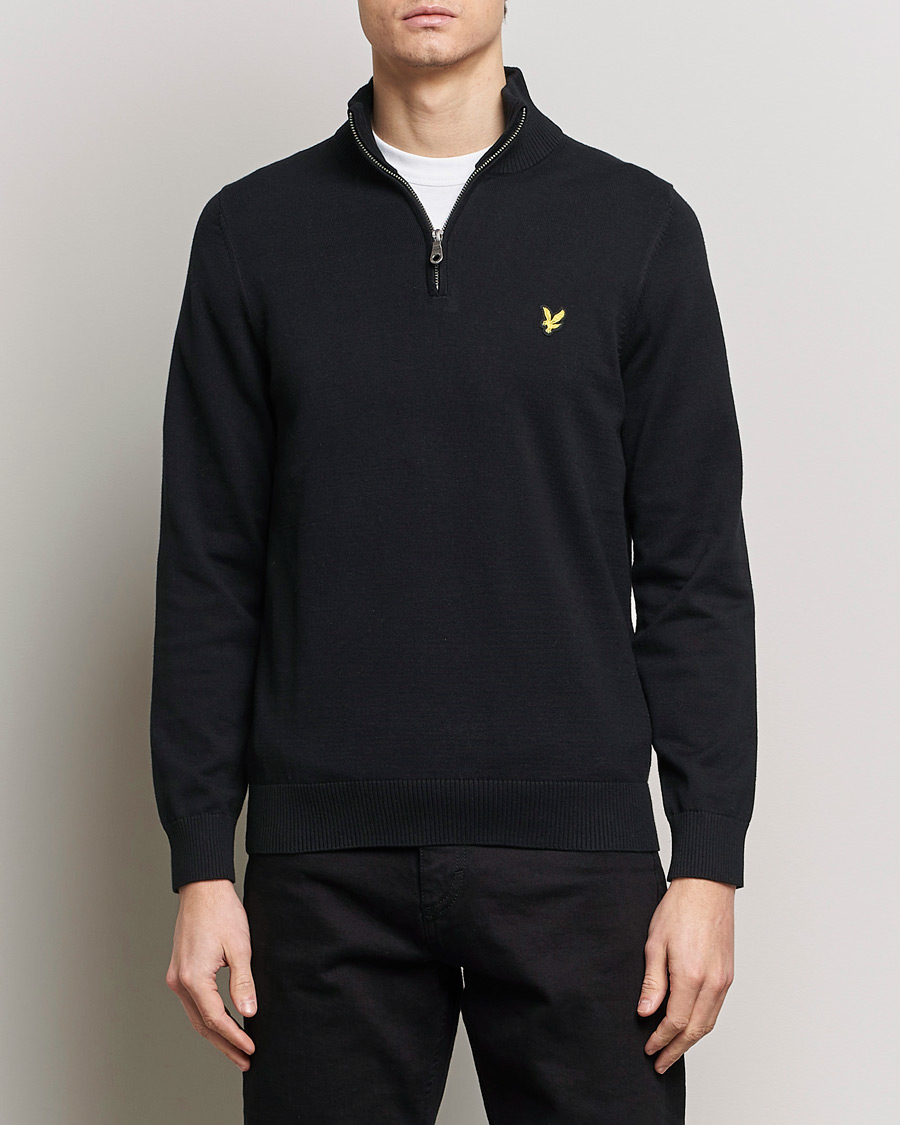 Heren | Lyle & Scott | Lyle & Scott | Cotton Knitted Half Zip Jet Black