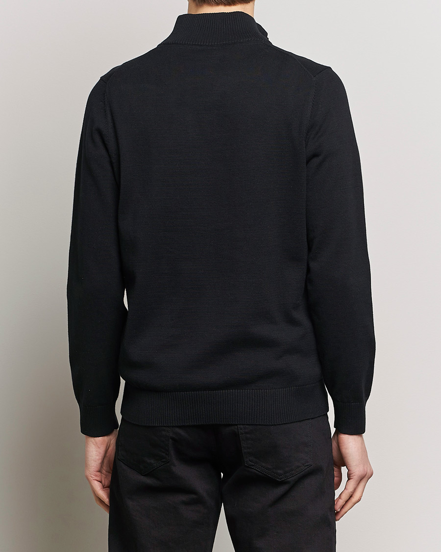 Heren | Truien | Lyle & Scott | Cotton Knitted Half Zip Jet Black