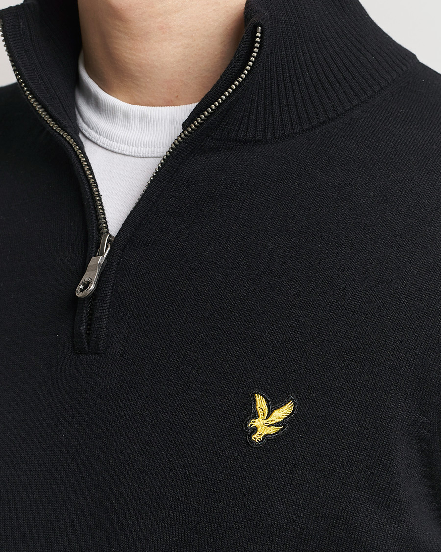 Heren | Truien | Lyle & Scott | Cotton Knitted Half Zip Jet Black