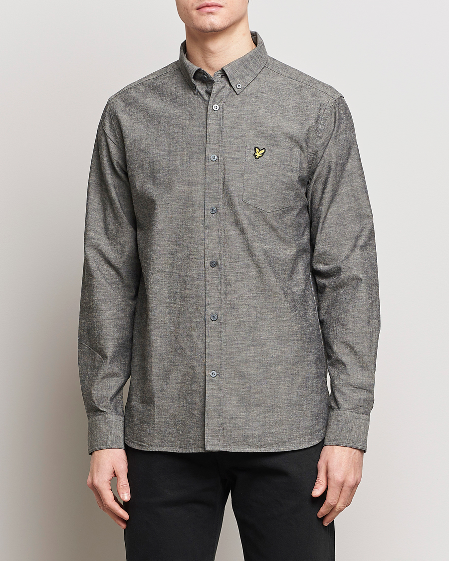 Heren | Overhemden | Lyle & Scott | Linen Button Down Shirt Grey Melange