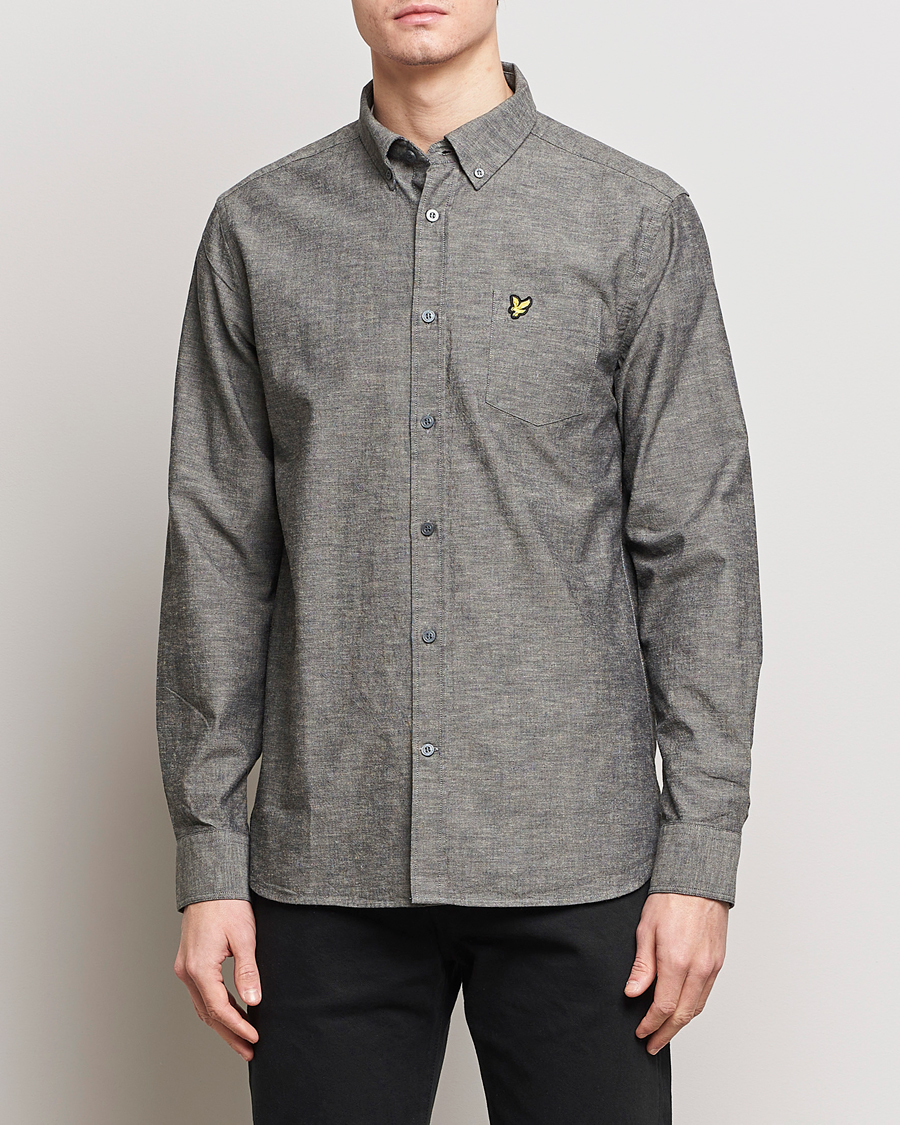 Heren |  | Lyle & Scott | Linen Button Down Shirt Grey Melange