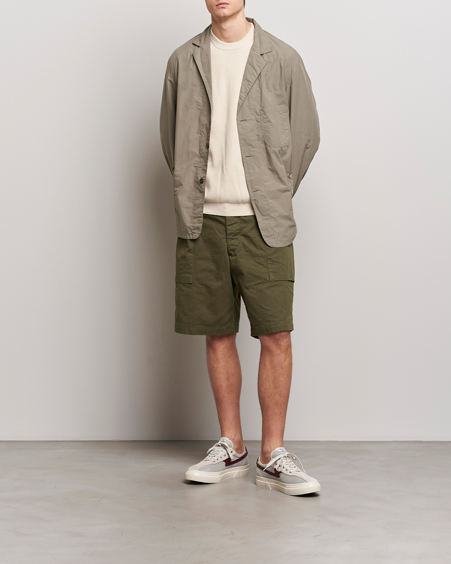 Heren | Korte broek | orSlow | Herringbone Cotton Cargo Short Army Green
