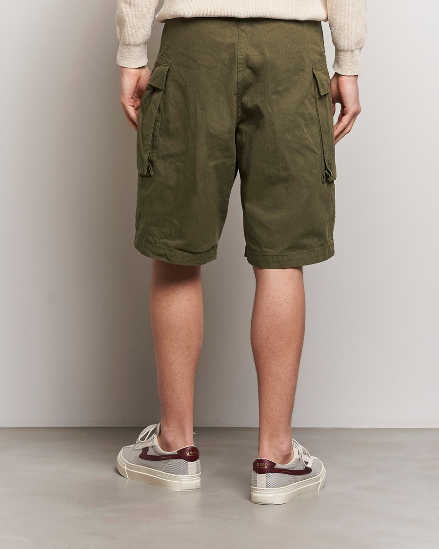 Heren | Korte broek | orSlow | Herringbone Cotton Cargo Short Army Green