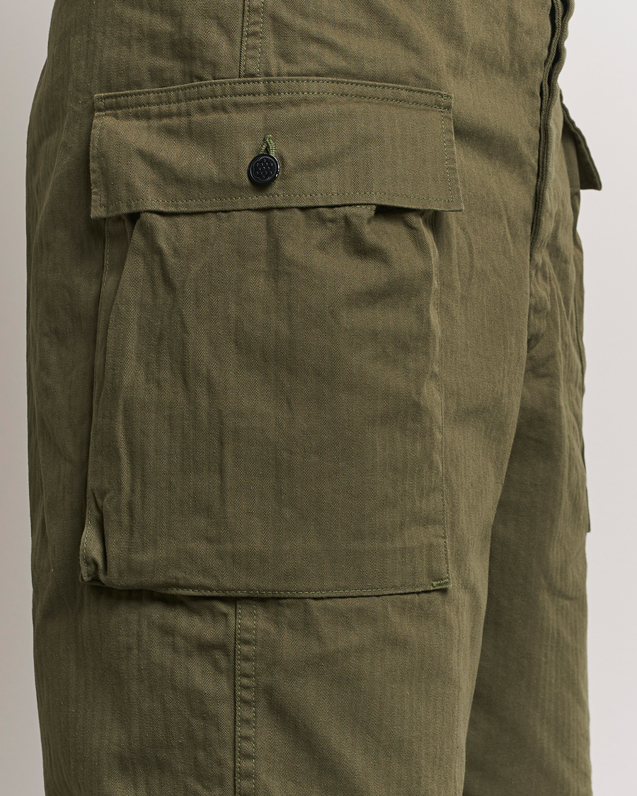 Heren | Korte broek | orSlow | Herringbone Cotton Cargo Short Army Green