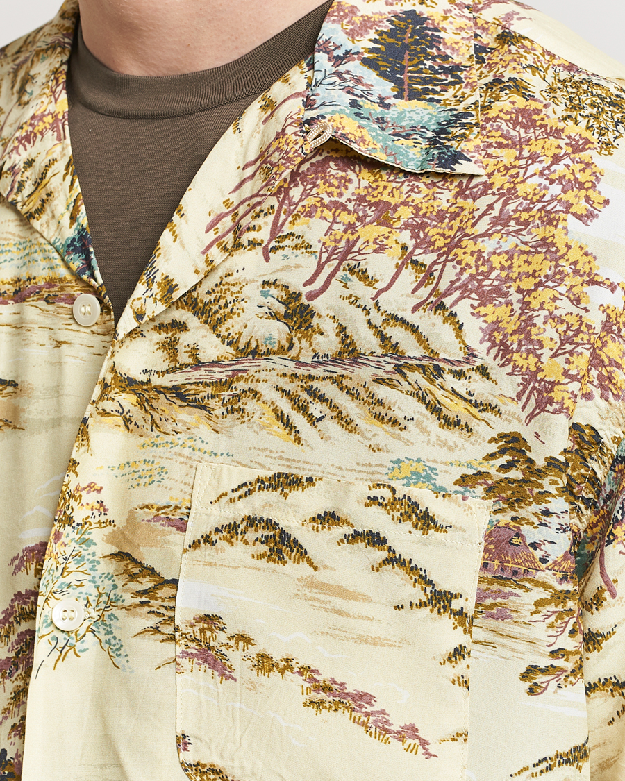 Heren | Overhemden | orSlow | Printed Rayon Camp Shirt Yellow