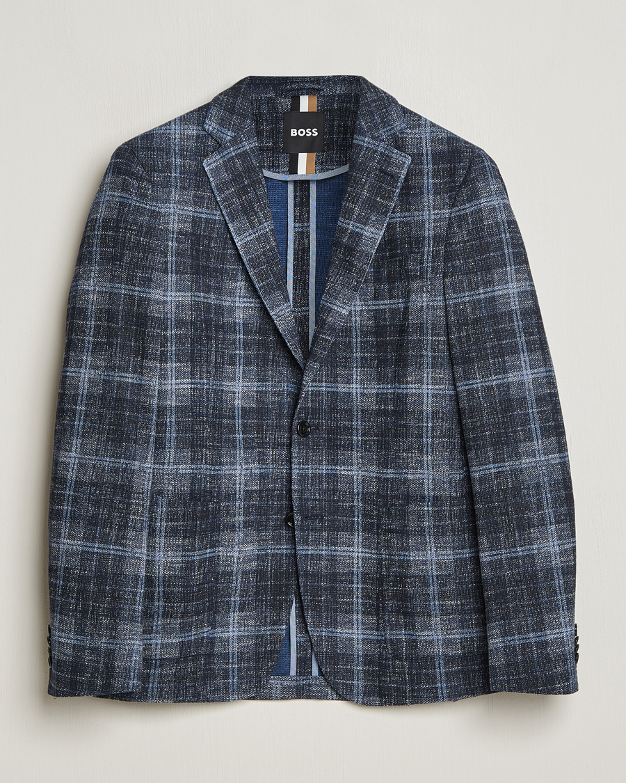 Heren | Blazers | BOSS BLACK | Hanry Checked Jersey Blazer Dark Blue