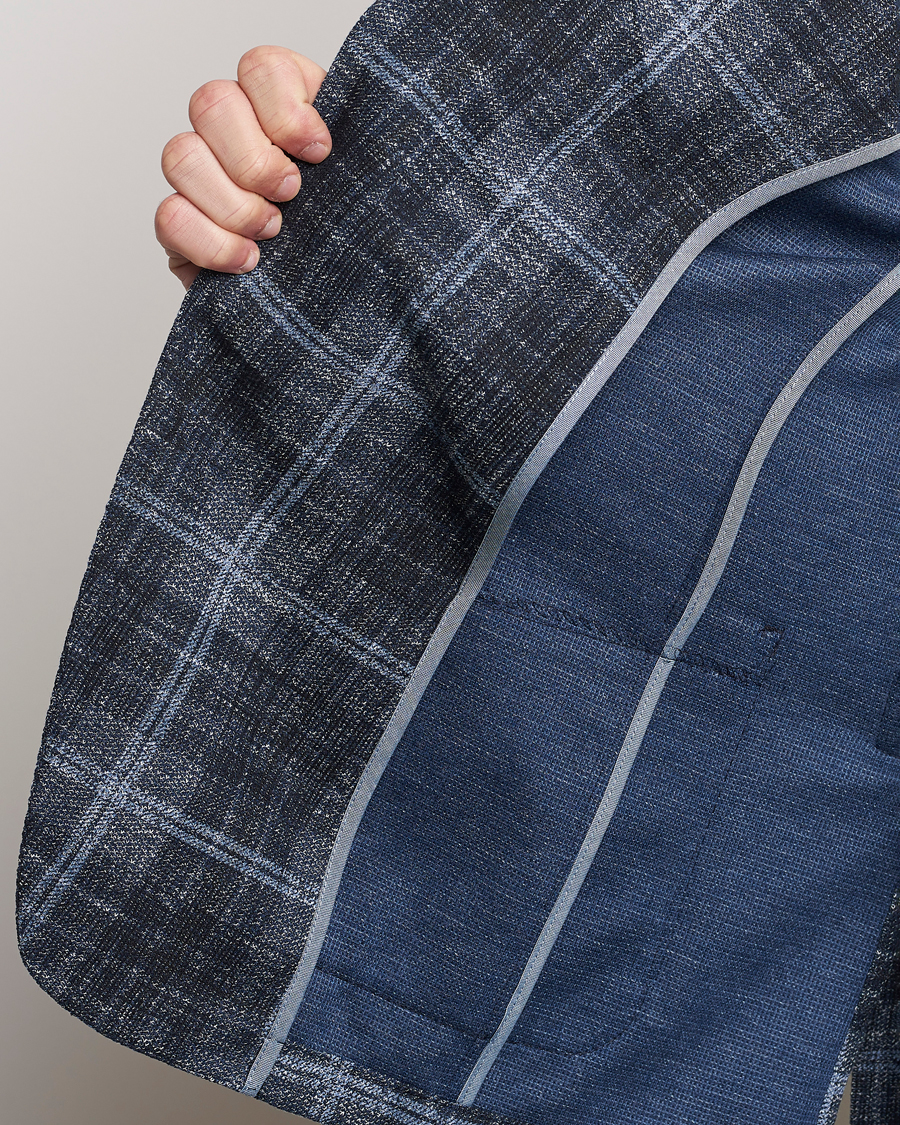 Heren | Blazers | BOSS BLACK | Hanry Checked Jersey Blazer Dark Blue