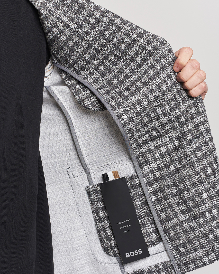 Heren | Blazers | BOSS BLACK | Hanry Checked Jersey Blazer Silver