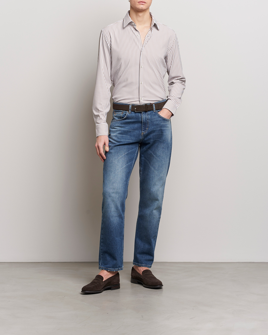 Heren | Overhemden | BOSS BLACK | Hank 4-Way Stretch Striped Shirt Medium Beige