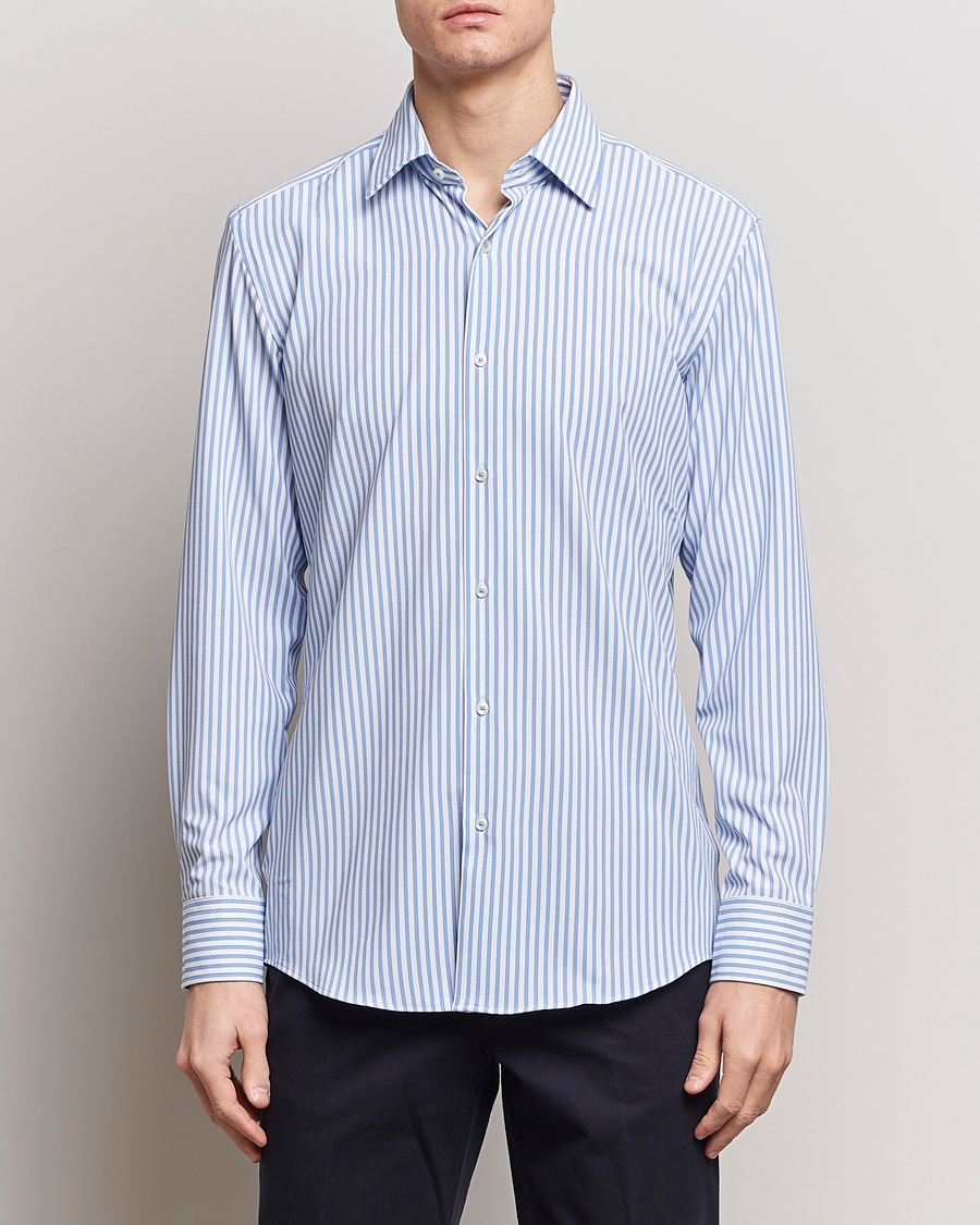 Heren | BOSS | BOSS BLACK | Hank 4-Way Stretch Striped Shirt Light Blue