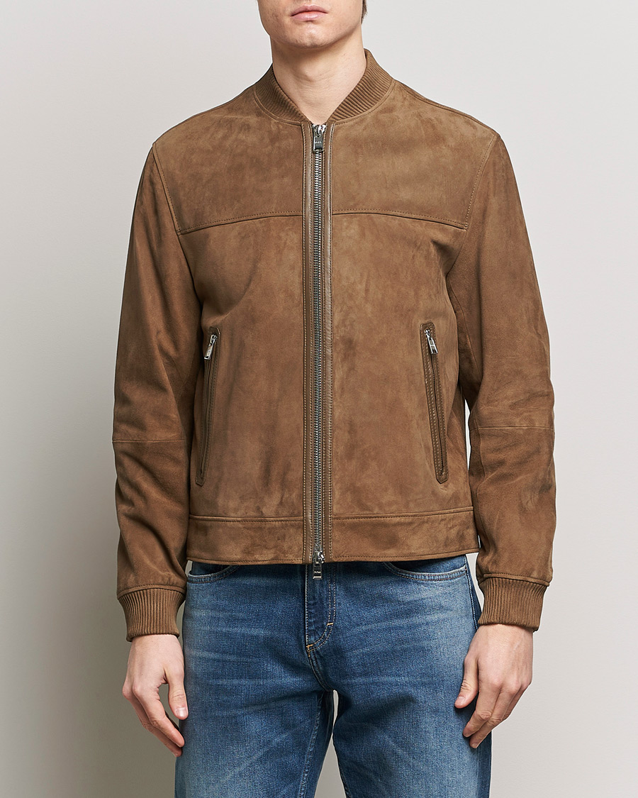 Heren | Jassen | BOSS BLACK | Malbano Leather Jacket Open Brown