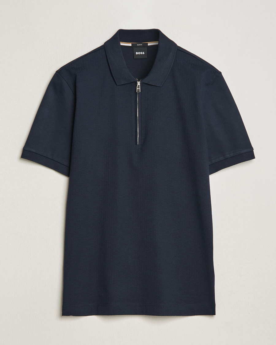 Heren | Polo's | BOSS BLACK | Polston Half-Zip Piké Dark Blue