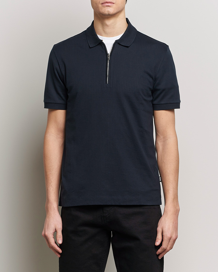 Heren | BOSS BLACK | BOSS BLACK | Polston Half-Zip Piké Dark Blue