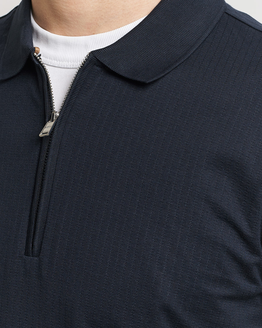 Heren | Polo's | BOSS BLACK | Polston Half-Zip Piké Dark Blue