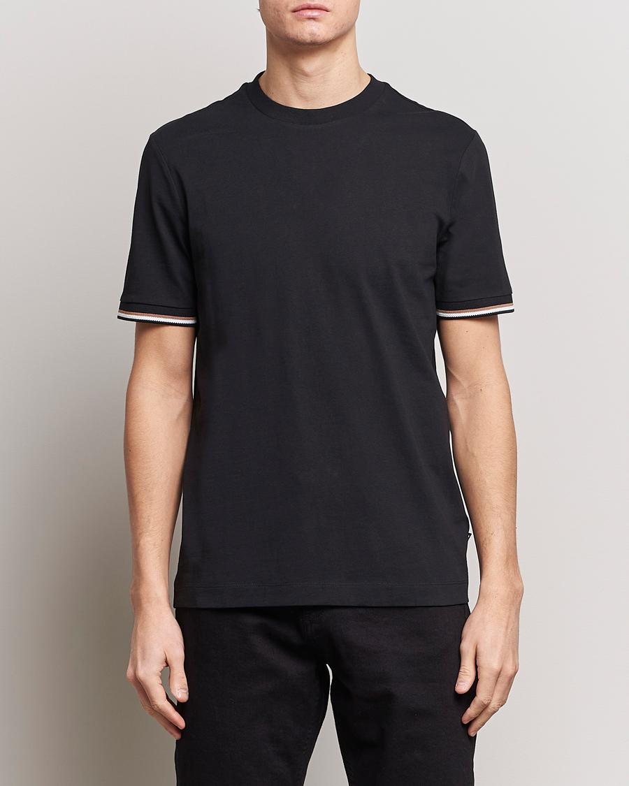 Heren | Zwarte T-shirts | BOSS BLACK | Thompson Tipped Crew Neck T-Shirt Black
