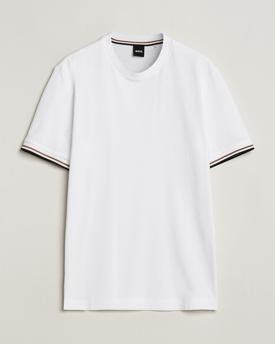 Heren | T-shirts | BOSS BLACK | Thompson Tipped Crew Neck T-Shirt White