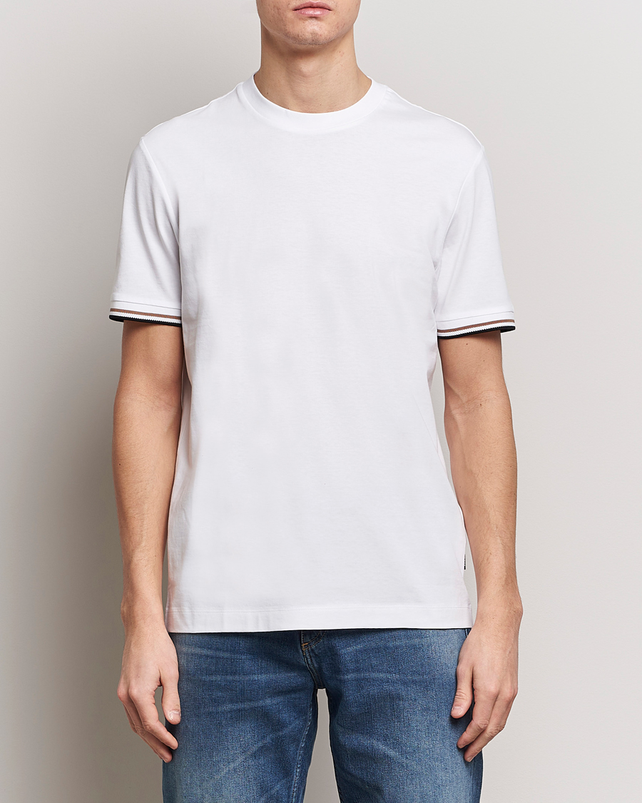 Heren | Witte T-shirts | BOSS BLACK | Thompson Tipped Crew Neck T-Shirt White