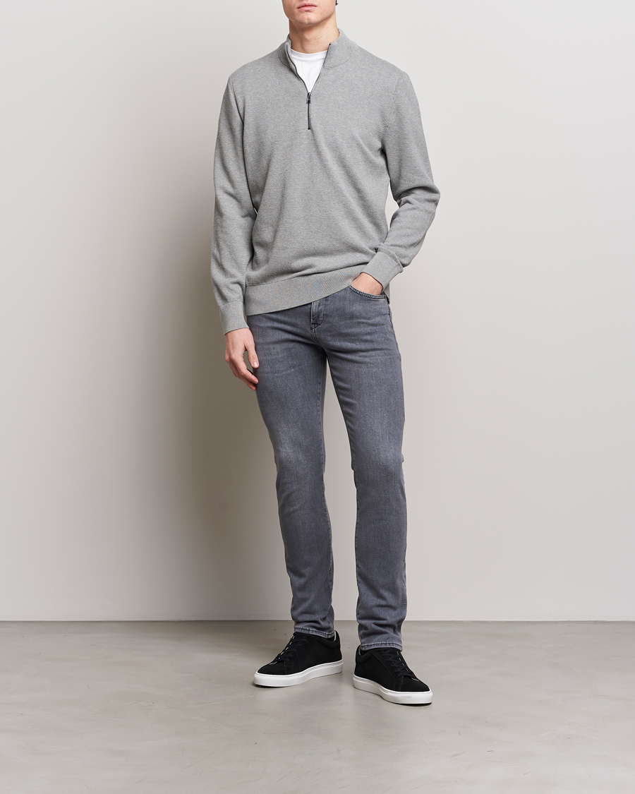 Heren | Truien | BOSS BLACK | Ebrando Knitted Half-Zip Silver
