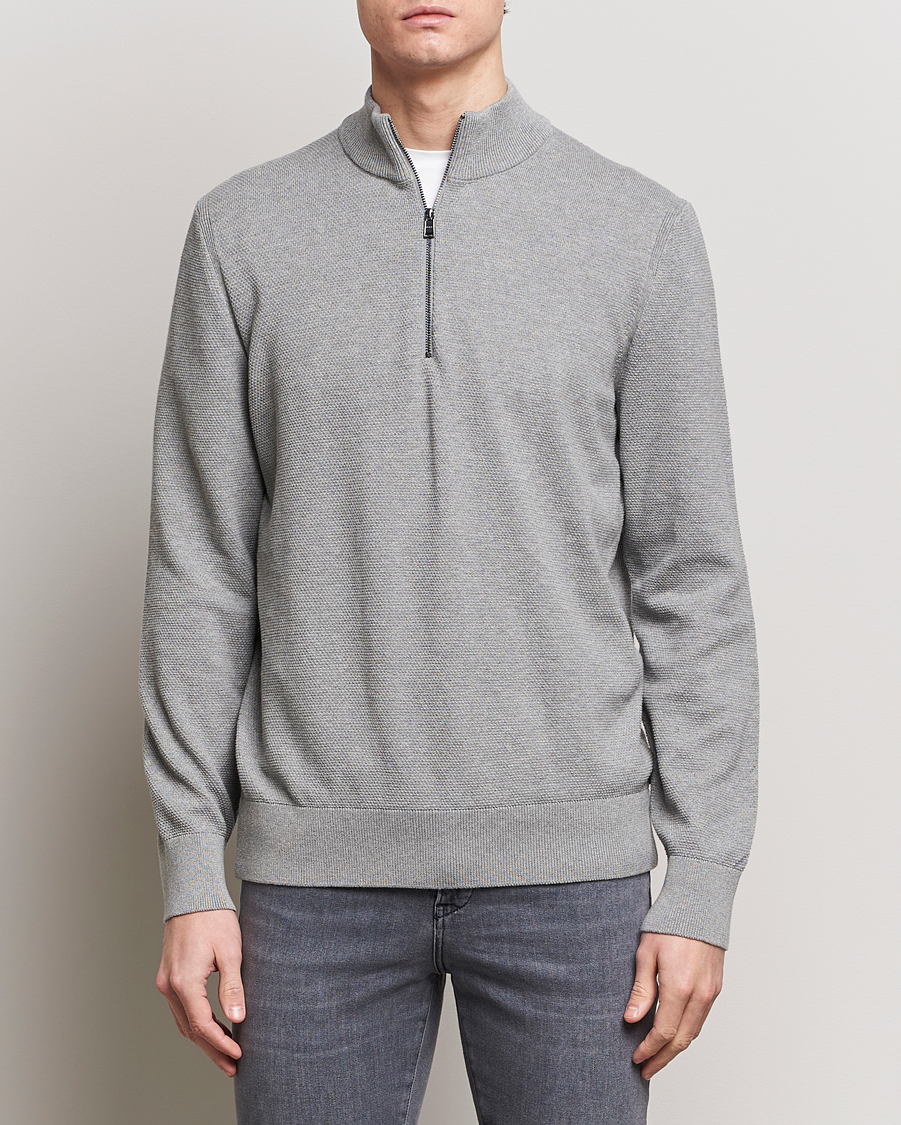 Heren | Business & Beyond | BOSS BLACK | Ebrando Knitted Half-Zip Silver