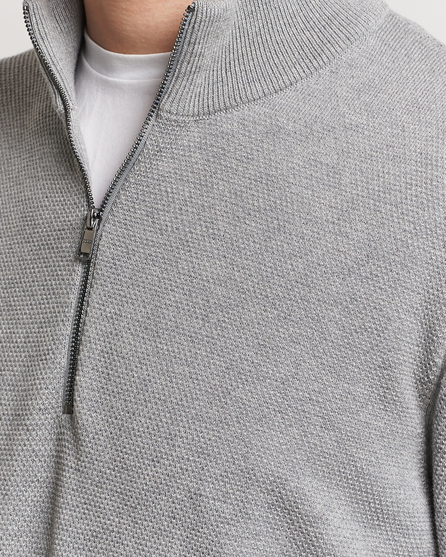 Heren | Truien | BOSS BLACK | Ebrando Knitted Half-Zip Silver