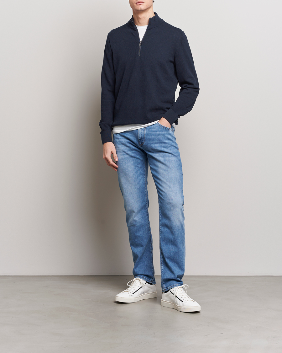 Heren | Truien | BOSS BLACK | Ebrando Knitted Half Zip Dark Blue