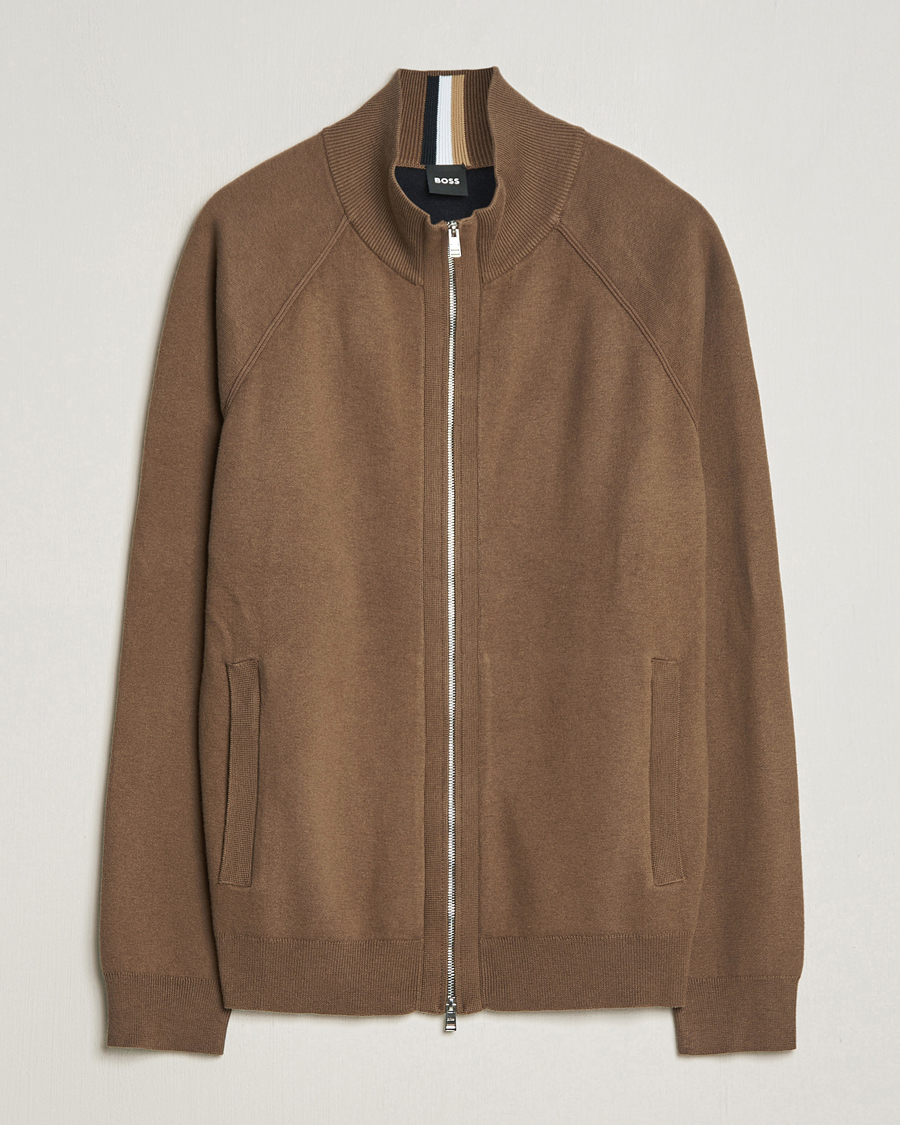 Heren | Truien | BOSS BLACK | Perrone Knitted Full-Zip Open Brown