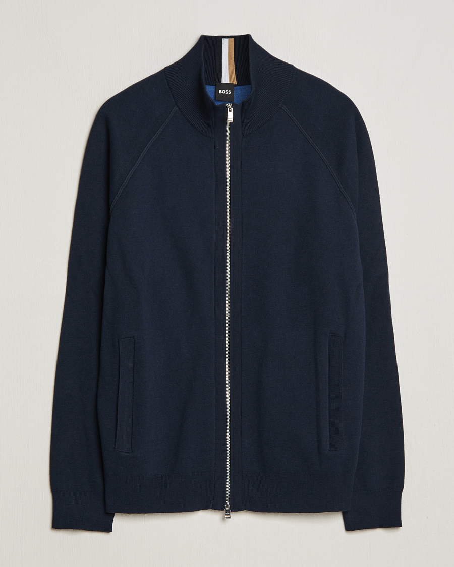 Heren | Truien | BOSS BLACK | Perrone Knitted Full-Zip Dark Blue