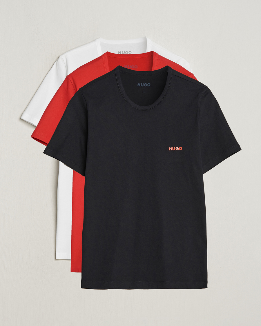 Heren | T-shirts | HUGO | 3-Pack Logo Crew Neck T-Shirt Black/Red/White