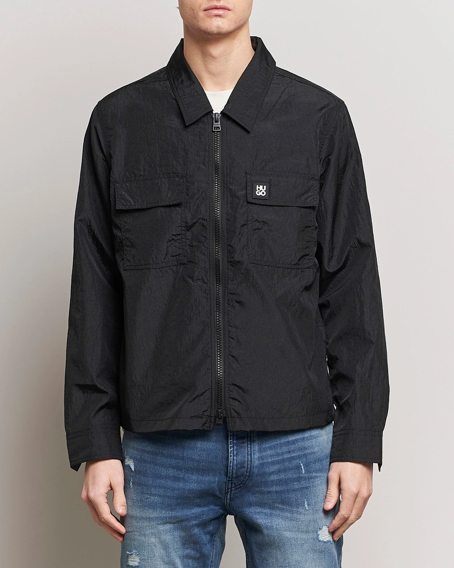 Heren | Shirt jassen | HUGO | Emalo Full-Zip Overshirt Black