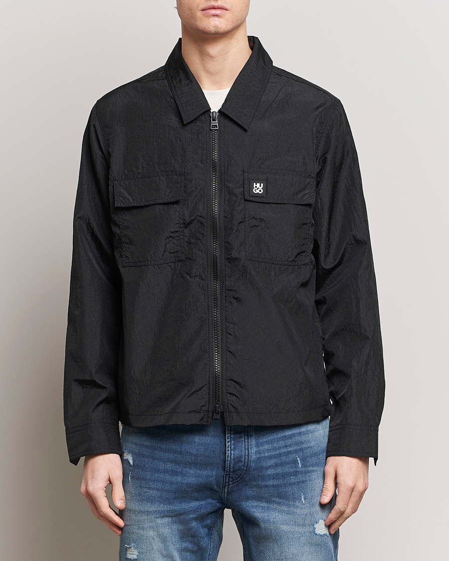 Heren | Casual | HUGO | Emalo Full-Zip Overshirt Black