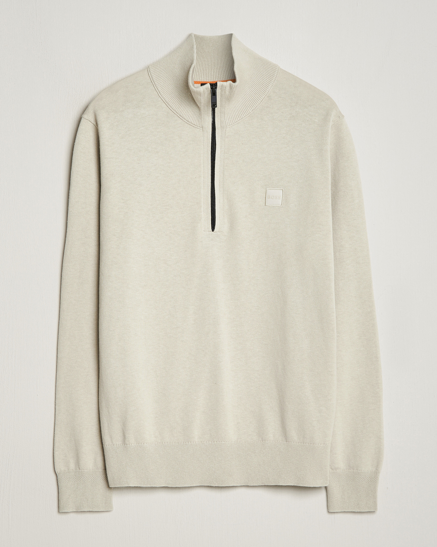 Heren | Truien | BOSS ORANGE | Kanobix Knitted Half-Zip Light Beige