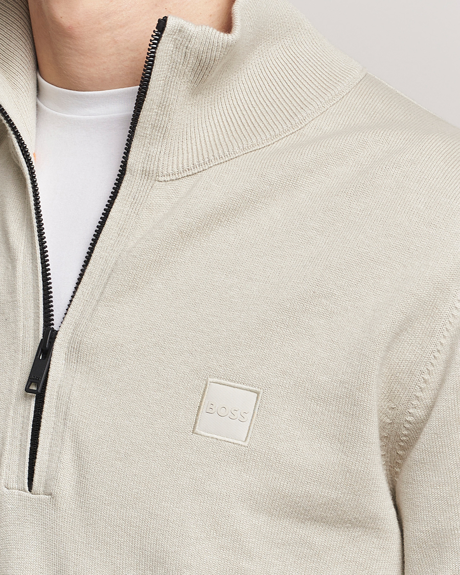 Heren | Truien | BOSS ORANGE | Kanobix Knitted Half-Zip Light Beige