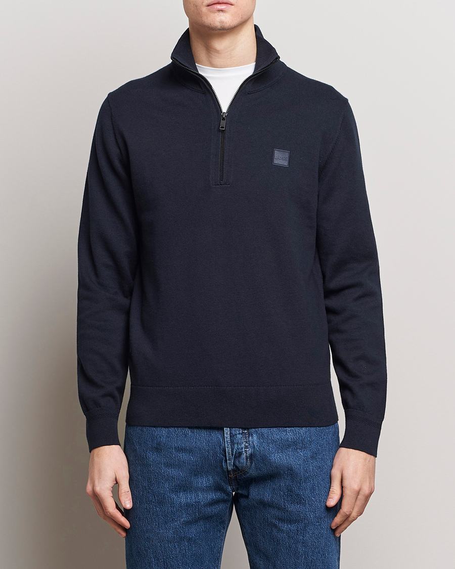 Heren | Kleding | BOSS ORANGE | Kanobix Knitted Half-Zip Dark Blue