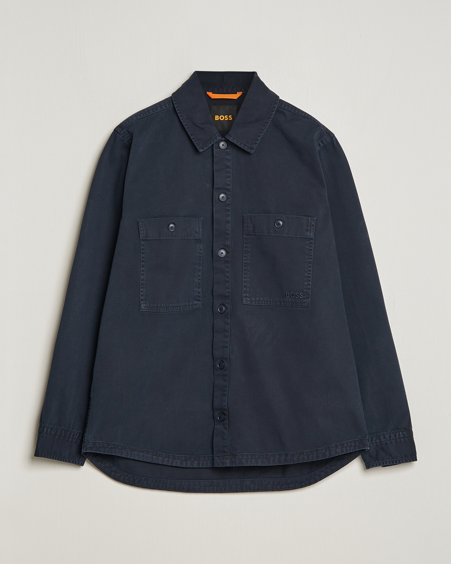 Heren | Overhemden | BOSS ORANGE | Locky Cotton Overshirt Dark Blue