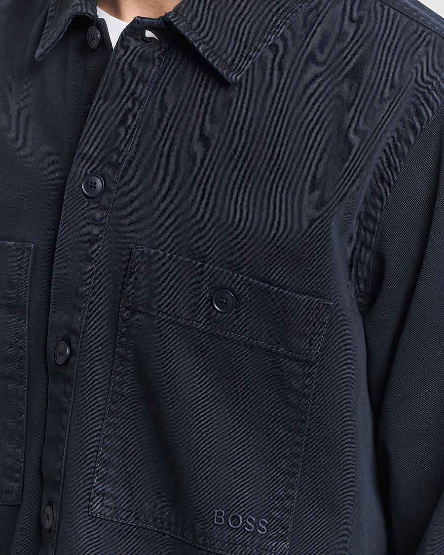 Heren | Overhemden | BOSS ORANGE | Locky Cotton Overshirt Dark Blue