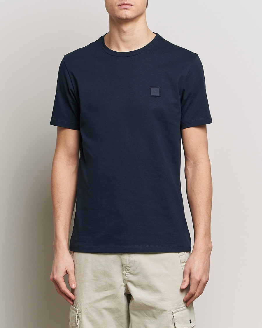 Heren | T-shirts | BOSS ORANGE | Tales Logo Crew Neck T-Shirt Dark Blue