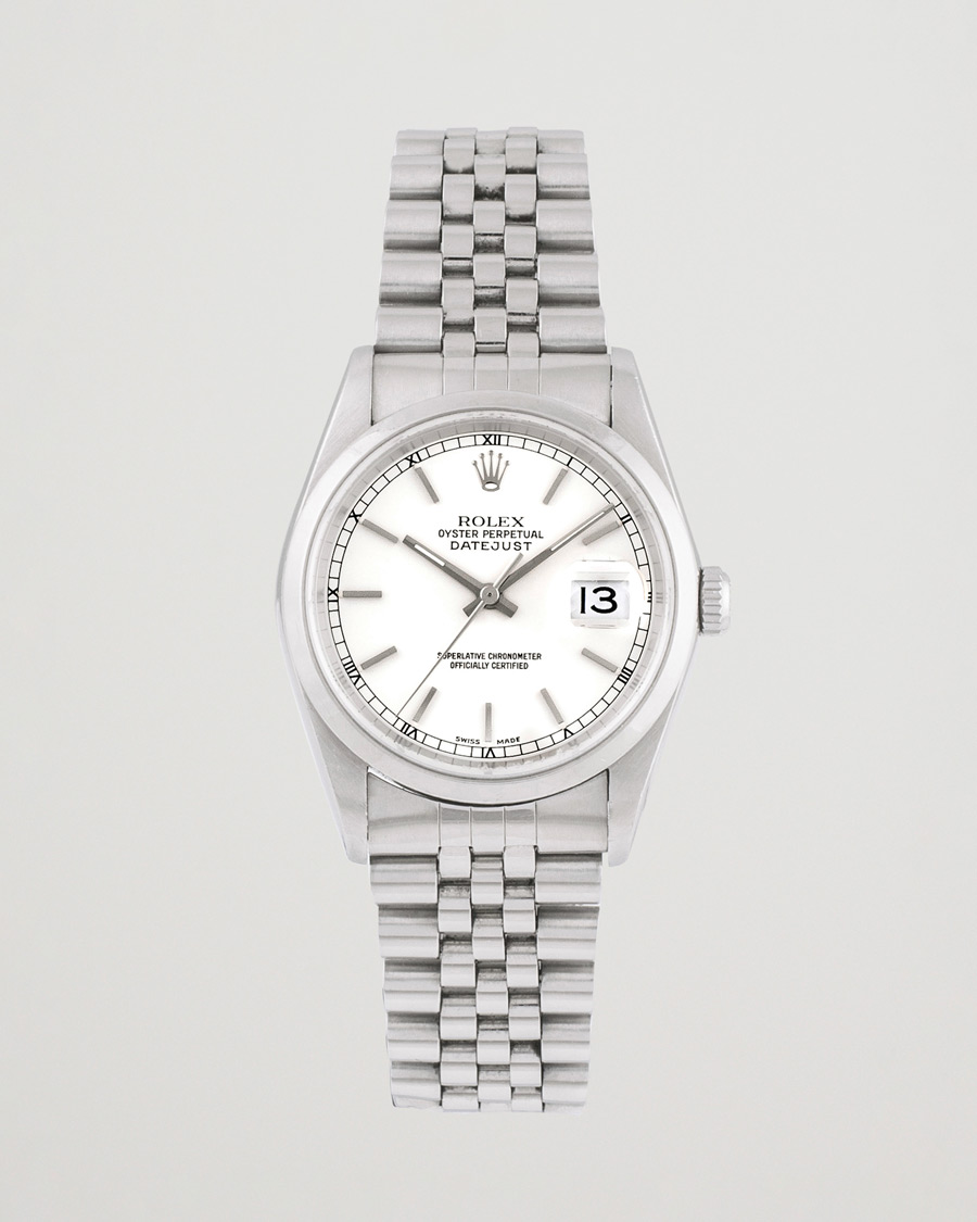Heren | Rolex Pre-Owned Datejust 16200 Oystert Perpetual Steel Silver | Rolex Pre-Owned | Datejust 16200 Oystert Perpetual Steel Silver