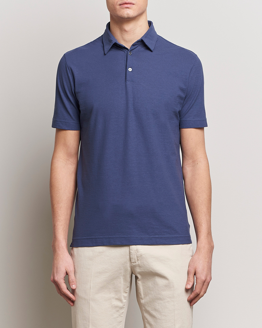 Heren | Polo's | Zanone | Ice Cotton Polo Steel Blue