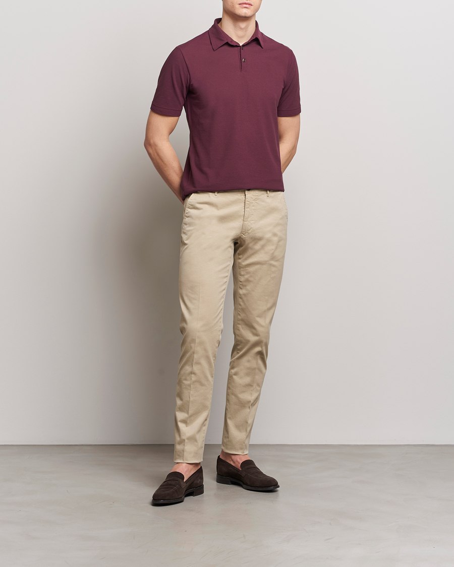 Heren | Polo's | Zanone | Ice Cotton Polo Burgundy
