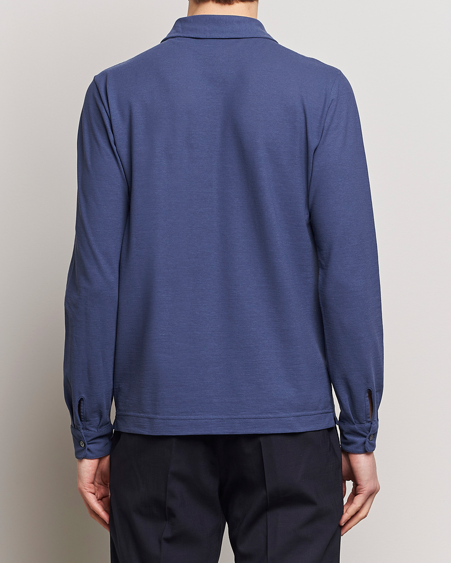 Heren | Truien | Zanone | Ice Cotton Long Sleeve Polo Steel Blue