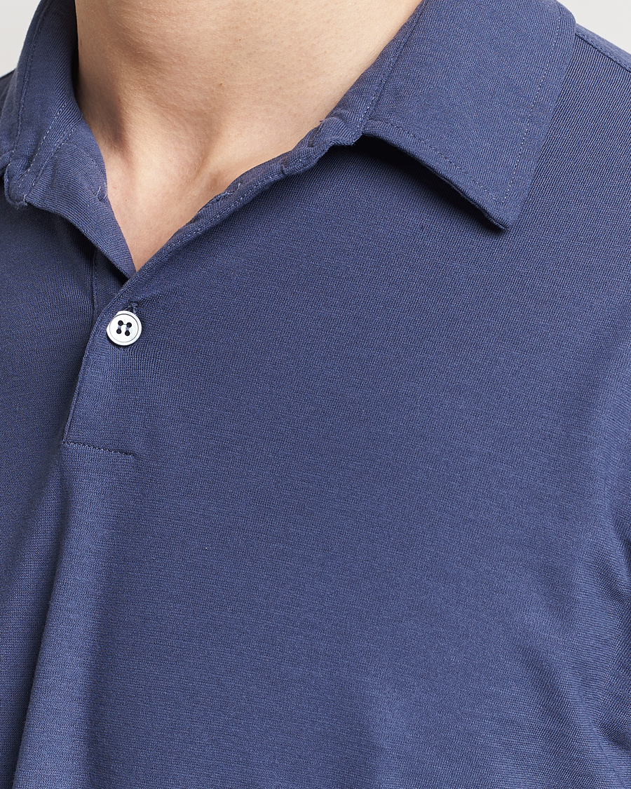 Heren | Truien | Zanone | Ice Cotton Long Sleeve Polo Steel Blue