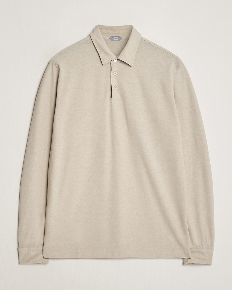 Heren | Truien | Zanone | Ice Cotton Long Sleeve Polo Beige