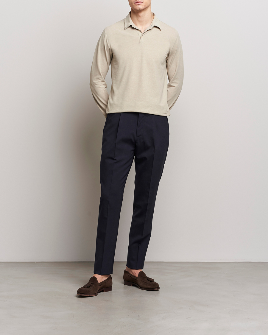 Heren | Truien | Zanone | Ice Cotton Long Sleeve Polo Beige
