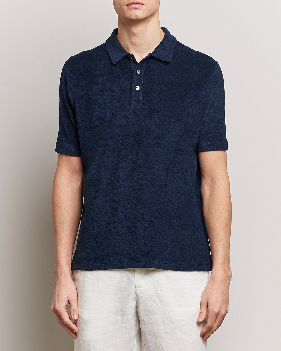 Heren | Poloshirts met korte mouwen | Zanone | Terry Cotton Polo Navy