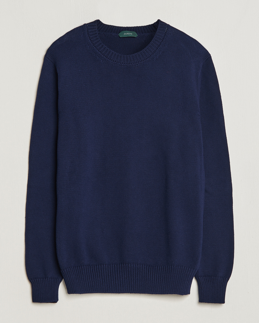 Heren | Truien | Zanone | Soft Cotton Crewneck Sweater Navy