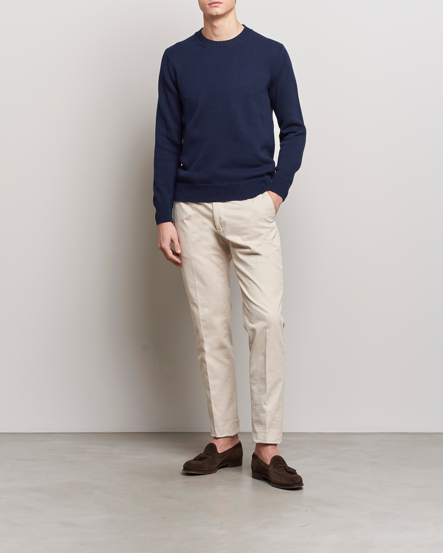 Heren | Truien | Zanone | Soft Cotton Crewneck Sweater Navy
