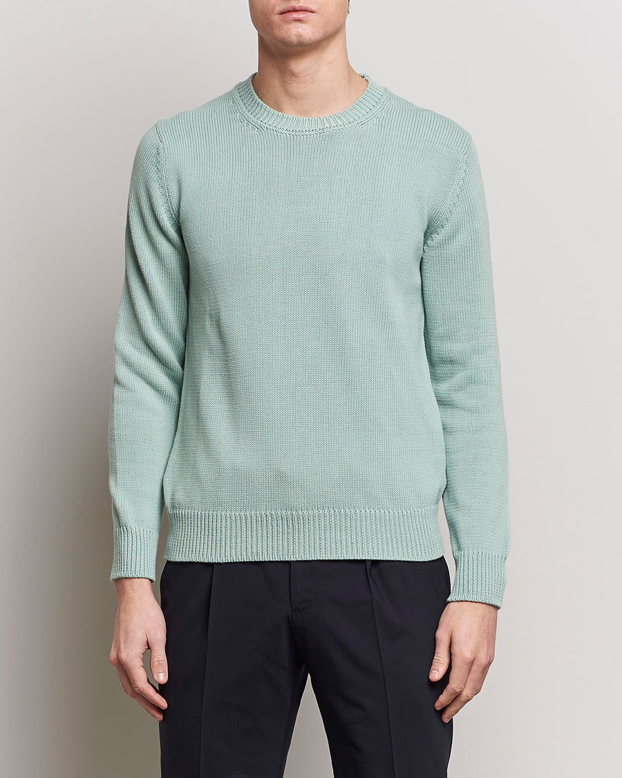 Heren | Ronde hals truien | Zanone | Soft Cotton Crewneck Sweater Mint